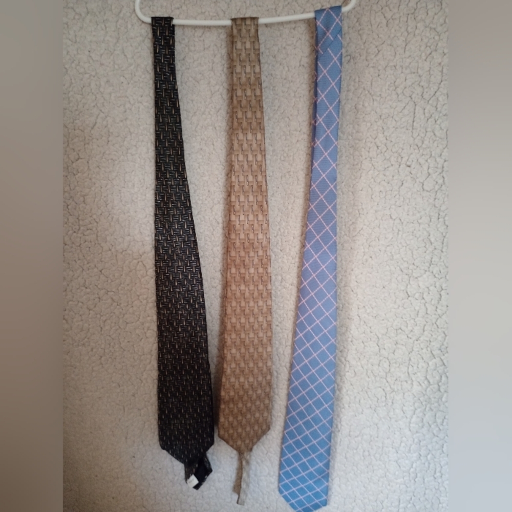 Lot of 3 Silk Designers Ties Via Condotti Roma, Palatina & Land's End 3"
